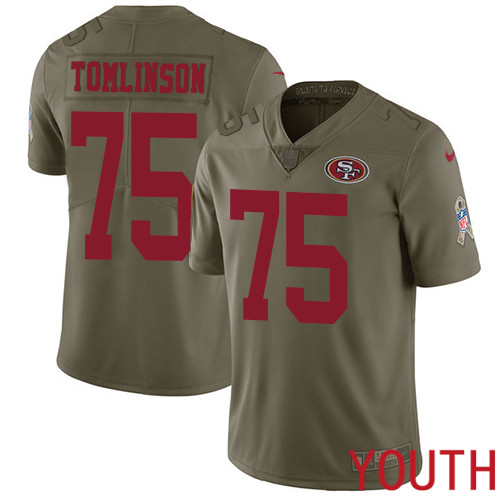 San Francisco 49ers Limited Olive Youth Laken Tomlinson NFL Jersey #75 2017 Salute to Service->women nfl jersey->Women Jersey
